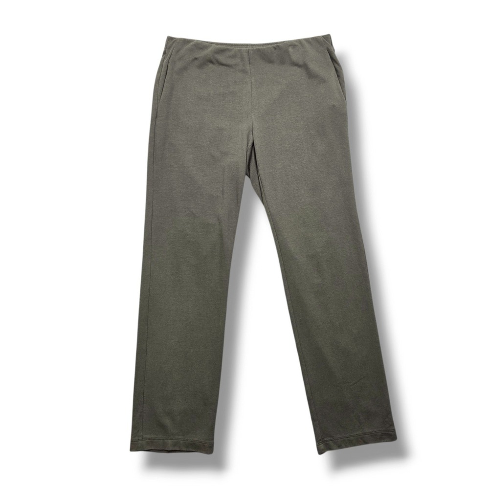 Pure Jill Luxe Tencel Pants Womens Small Green Straight Leg Pull On Pockets